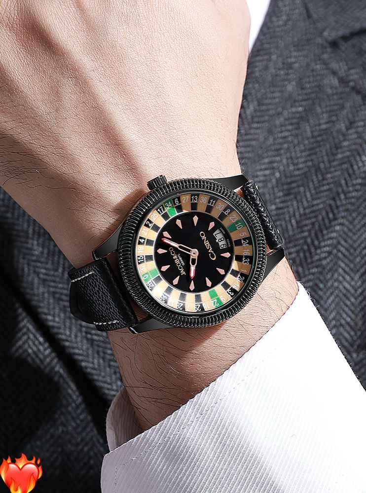 LEATHER STRAP CASINO WATCH